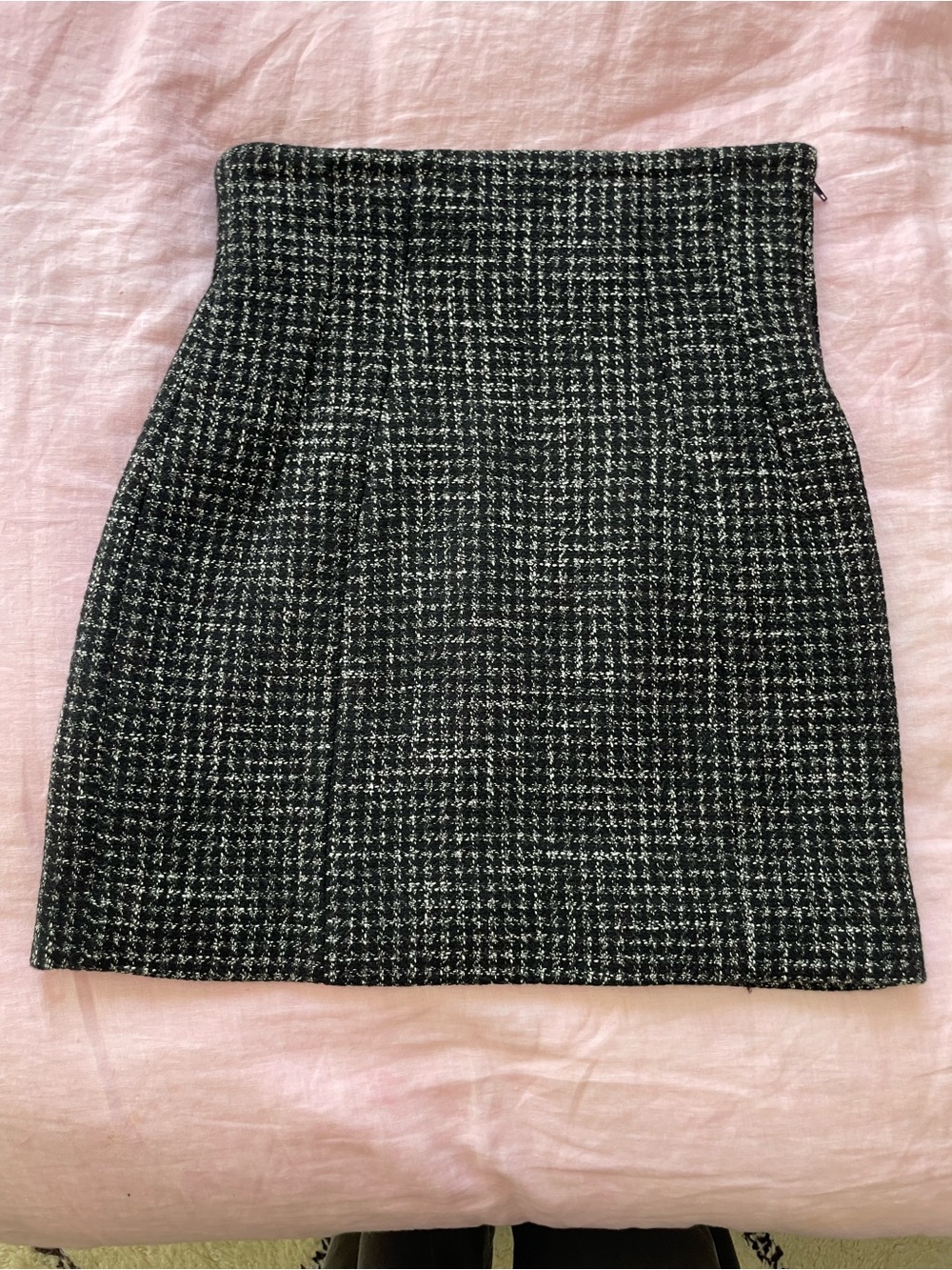 & Other Stories Black and White Tweed Mini Skirt